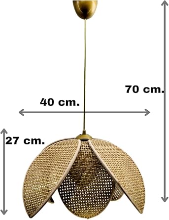 Hasır Hazeran Rattan Palmiye Model Bohem Salon Oturma Odası Hol Cafe Restaurant Tekli Sarkıt Avize (Kahverengi) [Enerji Sınıfı A]