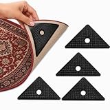 4 Stück Teppichstopper Anti Rutsch Pads, selbsthaftende Teppich Antirutschunterlage aus PU, waschbar wiederverwendbar rückstandsfrei, für Teppiche auf Parkett Laminat Fliesen und glatten Böden