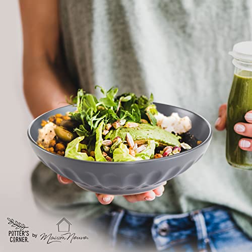 Potter's Corner By Maison Neuve 4-Pc Dinner Bowls Set - 8.25 In / 30 Oz Ceramic Bowl Set Of 4 - Chip Resistant, Dishwasher & Microwave Safe - Serving Bowls For Pasta, Salad, Or Soup (Storm Grey) #TOP2