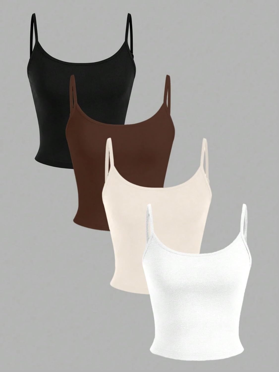 Womens 4pcs Set Casual Crop Tank Top Fit For Summer Back Fashion Clothes