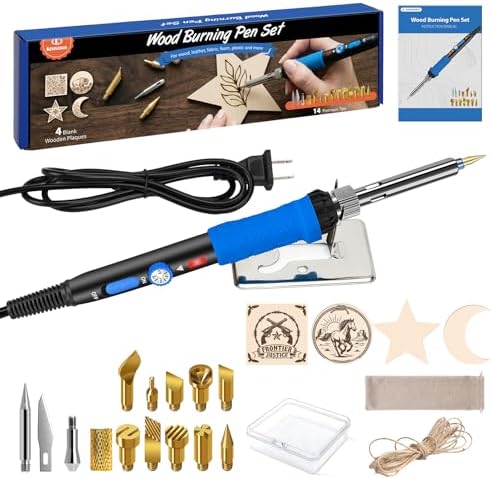 Wood Burning Kit, 23pcs Wood Burning Pen Adjustable Temperature 2...
