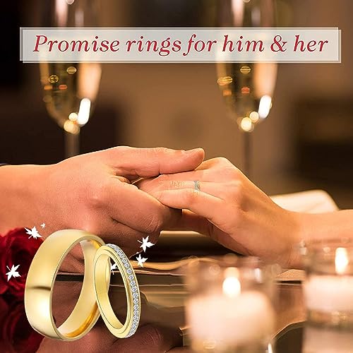 Personalized Matching Heart Wedding Rings Set - Him & Her Promise Rings with Names Engraved4