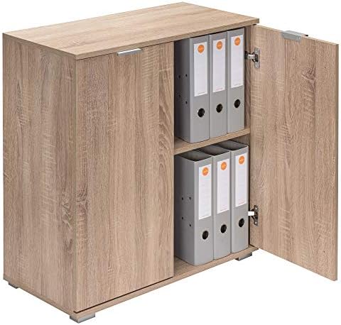Deuba Alba Oak Effect Side Cabinet Cupboard Chest Of Drawers 71x74x35 cm Storage Unit with 2 Doors Sideboard Bookshelf for Bedroom Kitchen Bathroom Hallway Dresser Lounge
