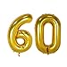 Partigos 40inch Gold 60th Number balloon Party Festival Decorations Jumbo foil helium balloons party supplies use them as Props for Photos (40inch gold number 60)
