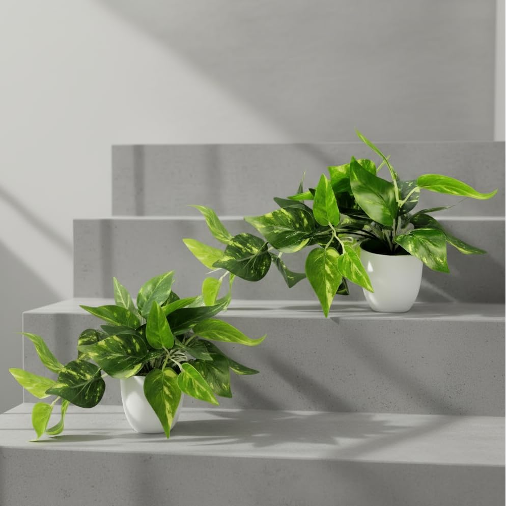 Best Artificial Hanging Plants for Your Home 6 fancymart Plastic Artificial Plant Leaves Falling in Pot, Home an...