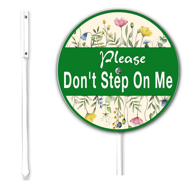 Horienteeon Please Don't Step On Flowers Grass Sign Keep Off Flowers Grass Round 9.2inch Rustproof Aluminium Wildflowers Farm Street Garden Porch Yard Decor Outside Outdoor Lawn