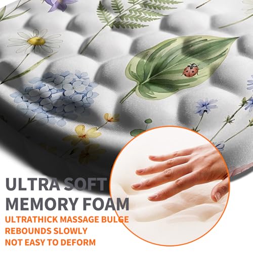 Image of Ergonomic Joint Wrist Support Mouse Pad with Memory Foam Cushion Massage Bump, Carpal Tunnel Pain Relief Mousepad Slope Design for Wrist Rest, 11.8x7.9 in, Bee Butterfly Flower