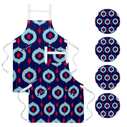 Tablier de cuisine avec motif goutte colorée et broches ajustables