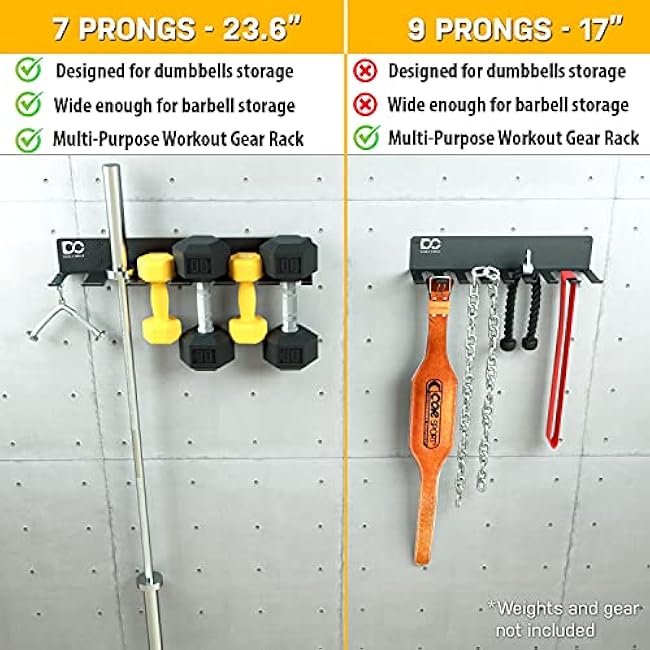 Double Circle Gym Rack Organizer, Multi-Purpose Workout Gear Wall Rack Hanger for Home and Pro Gym Storage for Exercise Bands, Jump Ropes, Chains, Lifting Belts