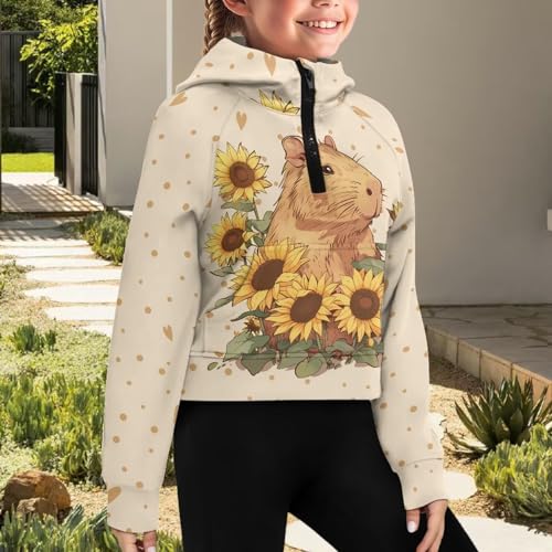 Uourmeti Long Sleeve Half Zip Sweatshirt Cropped Hoodie for Girls Active Pullover Tops3