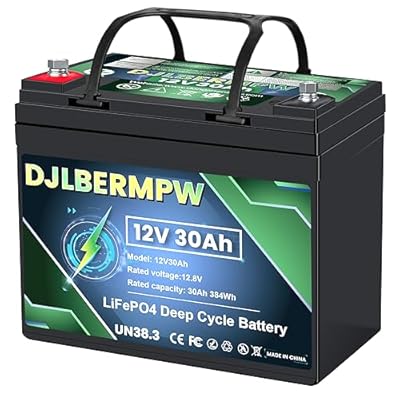 DJLBERMPW 12V 30Ah LiFePO4 Lithium Battery Built-in BMS, 4000+ Deep Cycle Battery, Lithium Iron Phosphate Rechargeable Battery for Trolling Motor, Solar, Fish finder, Power Wheels, RV Camping