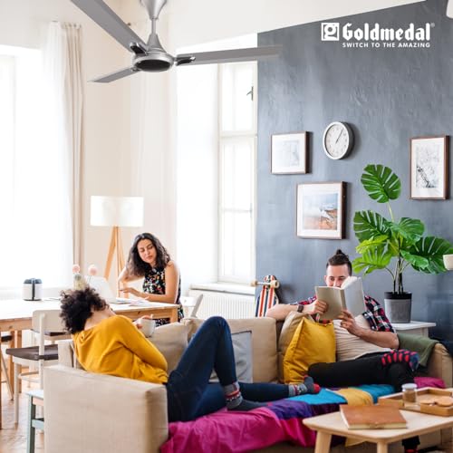 Image of Goldmedal Senora 1200 mm BEE Certified Star Rated Decorative Ceiling Fan | Anti Dust| High Air Delivery| High RPM | 2 years Warranty (Grey Goose)