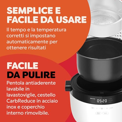 Instant Pot - Cuociriso e vaporiera, 2.8 L (12 tazze) - Con pentola antiaderente lavabile in lavastoviglie, cestello per la cottura a vapore in acciaio inossidabile, misurino, cucchiaio per il riso - immagine 4