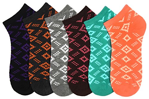 Image of ToBeInStyle Pack of 6 Printed & Solid Low Cut Ankle Socks - Kid's & Adults