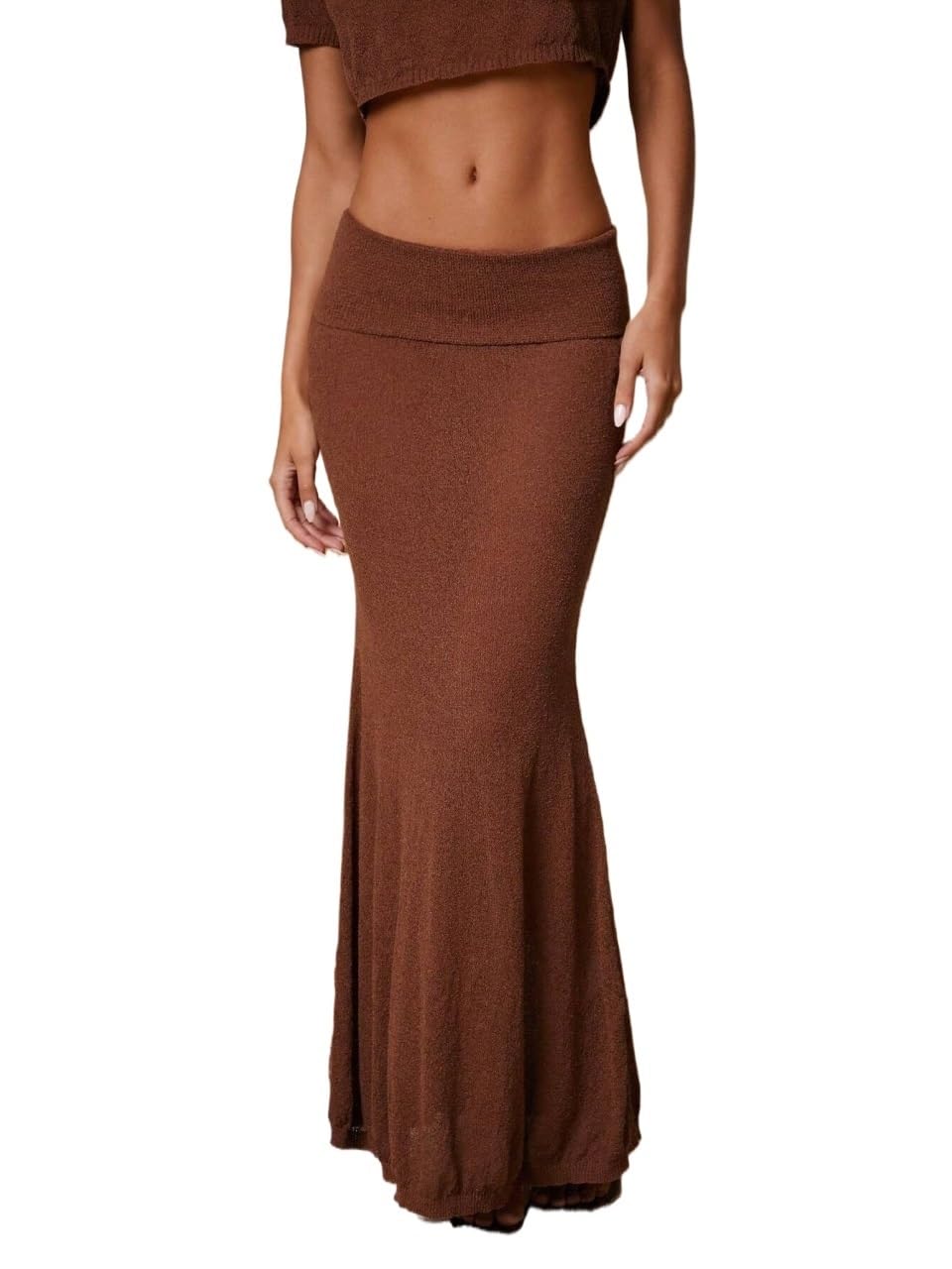 Solid Color High Waist Long Skirt Womens Basic Versatile Trendy Skirt