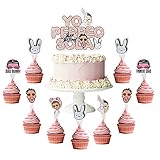 Bunny party Decorations，Yo Perreo Sola Party Supplies，1 Pcs Cake Topper,25 Pcs Cupcake Topper...