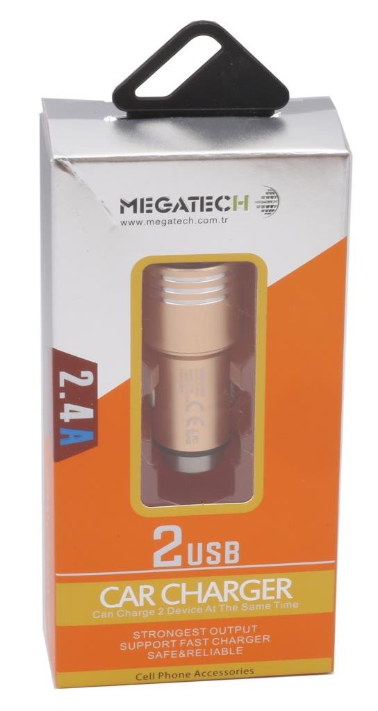 MEGATECH CHRJAK014 - Cargador de coche doble USB de acero