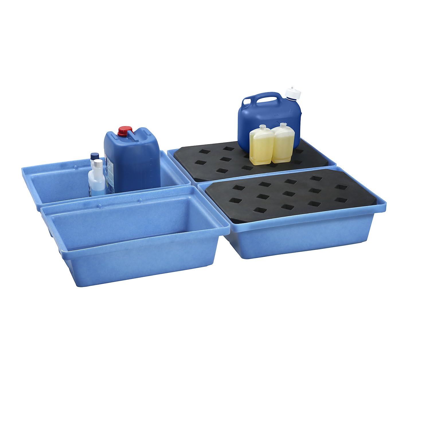 kaiserkraft | PE-Kleingebinde- und Palettenwanne | LxBxH 600 x 400 x 170 mm | Auffangvolumen 20 l | mit PE-Gitterrost