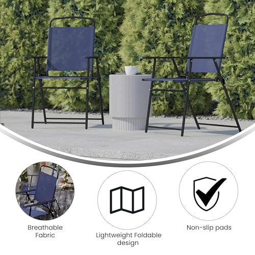 image for Flash Furniture Mystic Folding Patio Sling Chairs, Outdoor Textilene L