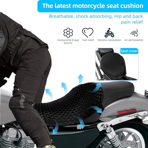 Trekbliss POWERSPORTS SEAT COVERS Shock Absorption Motorcycle Gel Seat Cushion,Large 3D Honeycomb Structure Highly Elastic Motorcycle Seat Cushion thumb #1