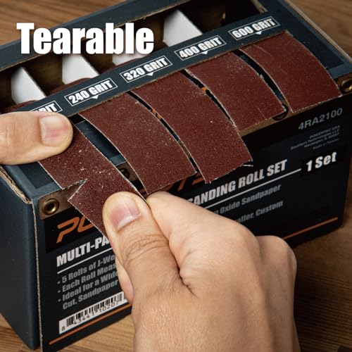 POWERTEC 8 Pcs Wood Lathe Tools Set and Aluminum oxide Sanding Rolls Dispenser Box | HSS Steel Blades Lathe Tools with 5 Assorted Sand Paper Rolls for Woodworking Projects (72005) by POWERTEC - Image 3