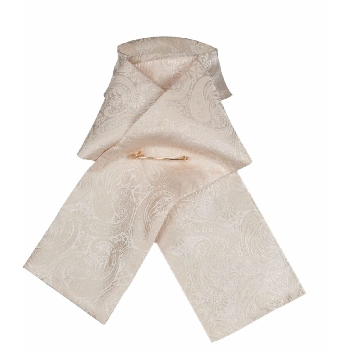 Shires Ready Tied Brocade Horse Riding Stock in White Small, White