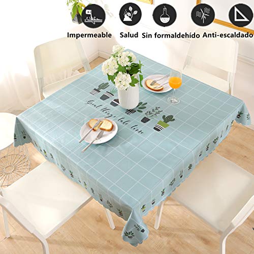Asvert Mantel Mesa Cuadrado,Manteles Antimanchas Resistente a Líquidos de Estilo Moderno para Mesa Rectangular de Comedor Cocina Jardín y Bar 135 * 135(Azul, Square)
