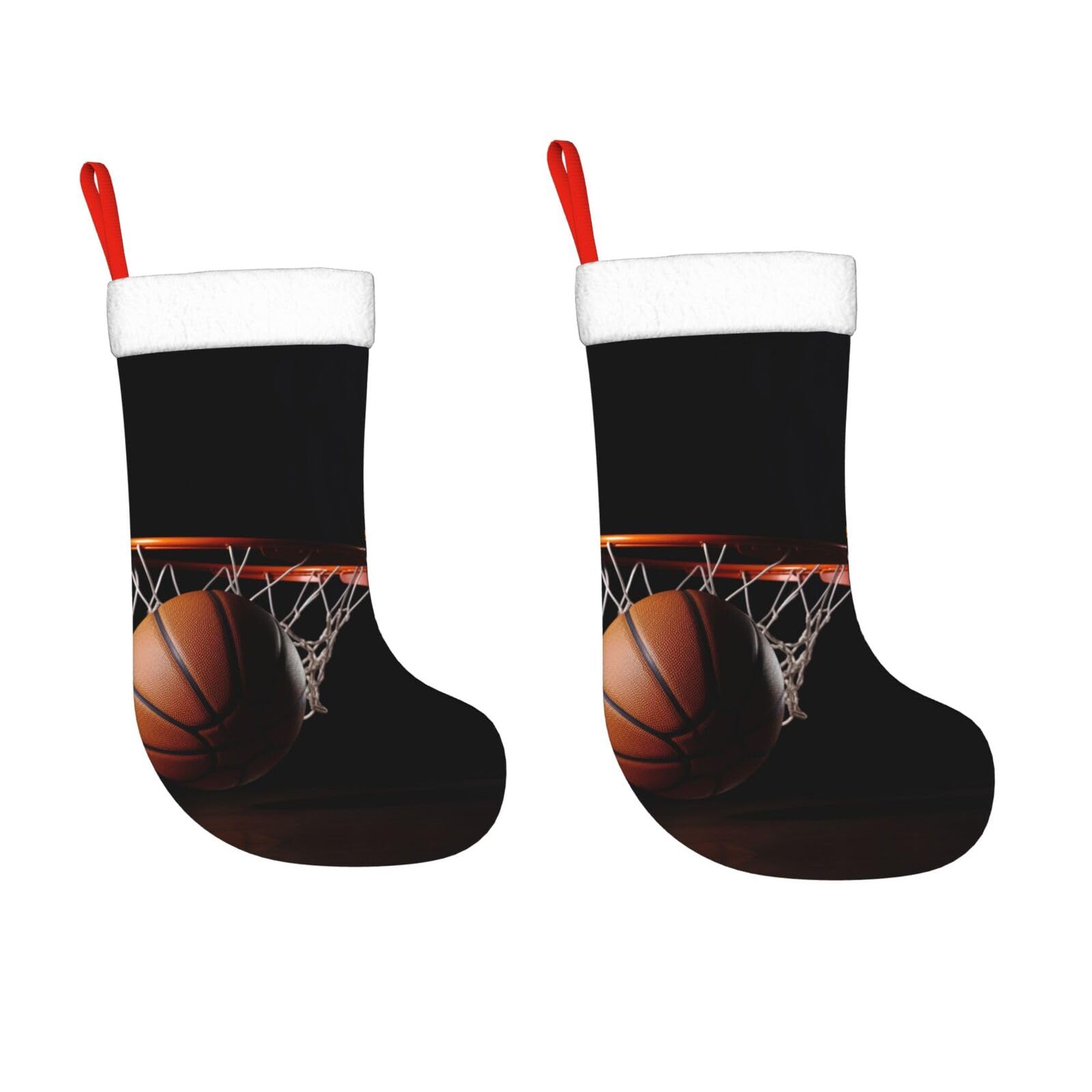 KLOPH 2 Pack 18 Inches Christmas Stockings Personalized Basketball Xmas Stocking Hanging Decoration Fireplace Stocking for Holiday Xmas Tree Christmas Fireplace Decor Gifts