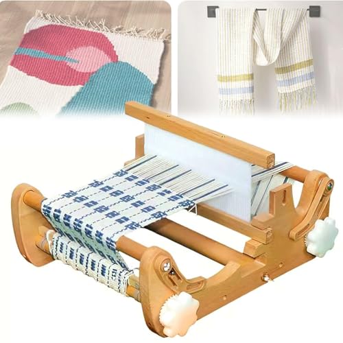 DIY Hand-Knitting Weaving Machine, Tabletop Wood Weaving Loom Kit, Adjustable Weaving Density& Max Weaving Width 20CM, Creative Tapestry Weaving Art, for Coasters, Placemats, Tea Seats, Cloth Bags