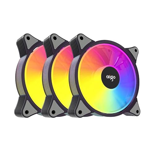 Aigo AR12 ARGB - Juego de ventiladores para computadora 3 en 1 120 x 120 (negro)