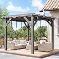 Garvee 10x10 Ft Outdoor Spruce Wood Wooden Gazebo Pergola with Canopy & Installation Kit, Quality Support Structure, Wind & Snow Resistant, Modern Outdoor Extendable Pavilion for Decks, Porches, Vines