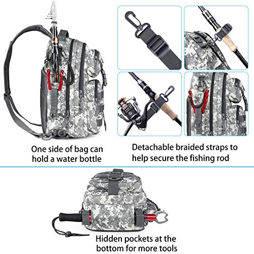 Image of PLUSINNO Fishing Backpack Tackle Bag, Water-Resistant Backpack with Rod Holder, Ideal Shoulder Bag Gifts for Men