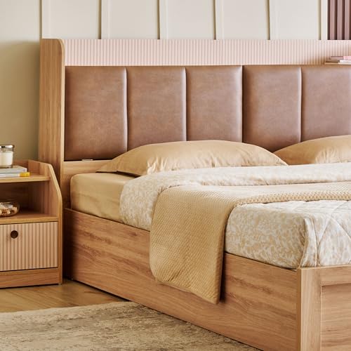 Image of Home Centre | Lexus | Engineered Wood | Hydraulic Storage | Queen Beds | Brown | 1 Year Warranty