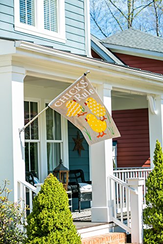 Evergreen Weather Safe Iron Extendable House and 3x5 Flag Pole with Two Ring Clips - Extends from 35" L x 1.8" W to 60" L - for Pole Sleeve and Grommet Flags (Silver)