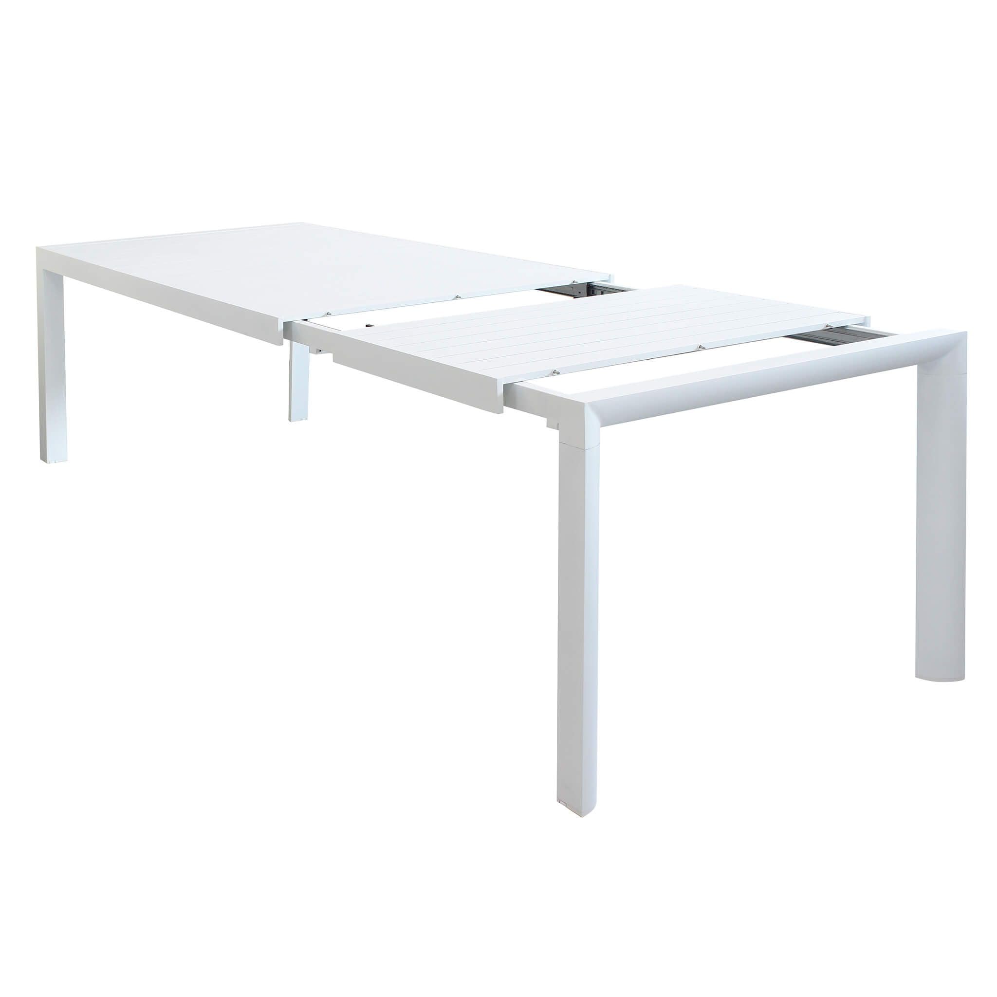 milani home - tavolo da giardino allungabile, alluminio, 10 posti, bianco, piano 160/240 x 70 cm