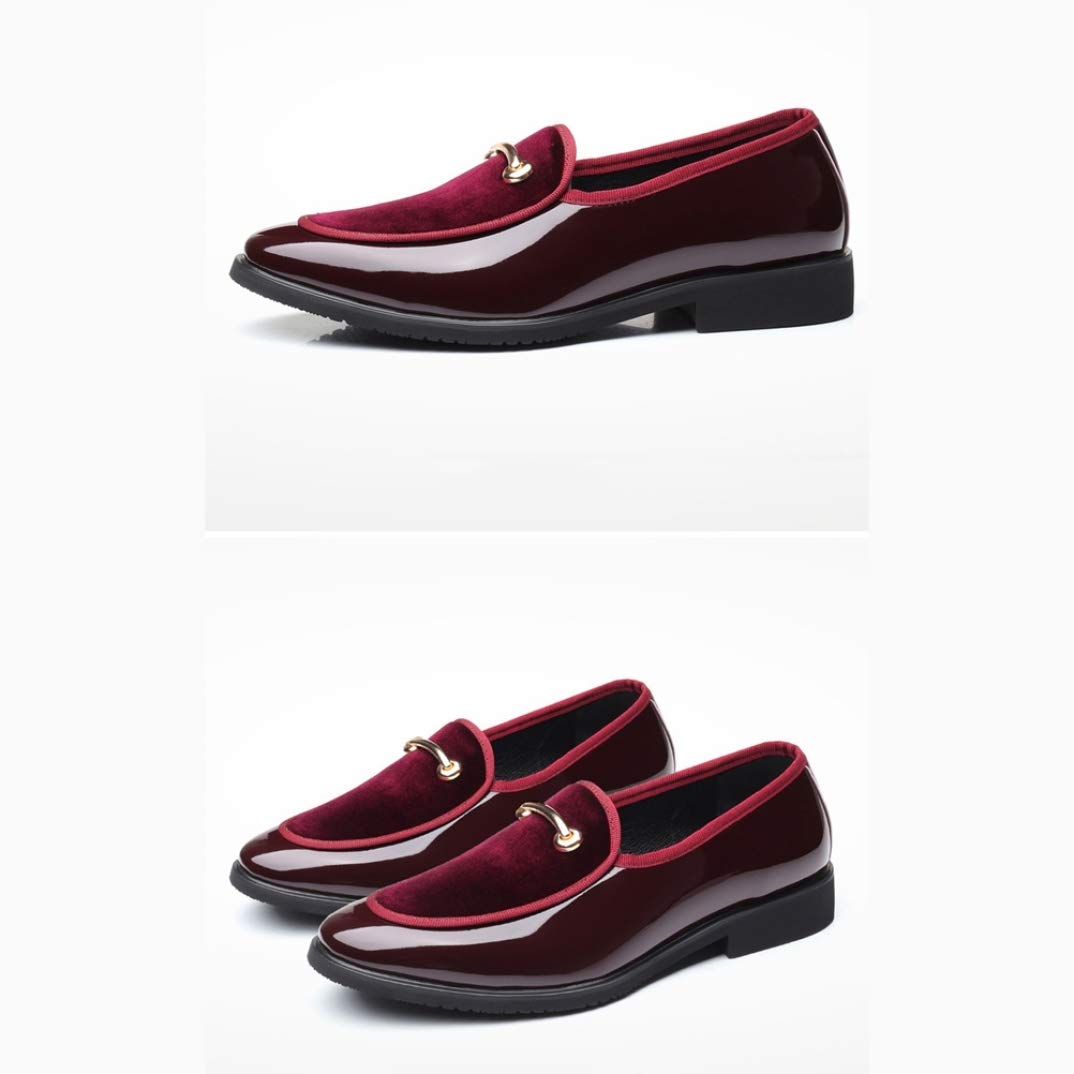 Scarpe da Uomo per la Festa Nuziale Slip on Mocassini in Pelle Verniciata Casual Punta a Punta Business Work Oxfords