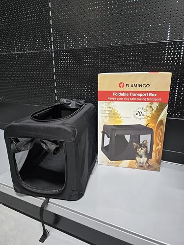 Flamingo Transportkäfig Gepetto schwarz 33x50x34cm - Montagefreundlich und mit herausnehmbarem Boden - Waschbar - Leichtgewicht mit verstärktem, faltbarem Rahmen