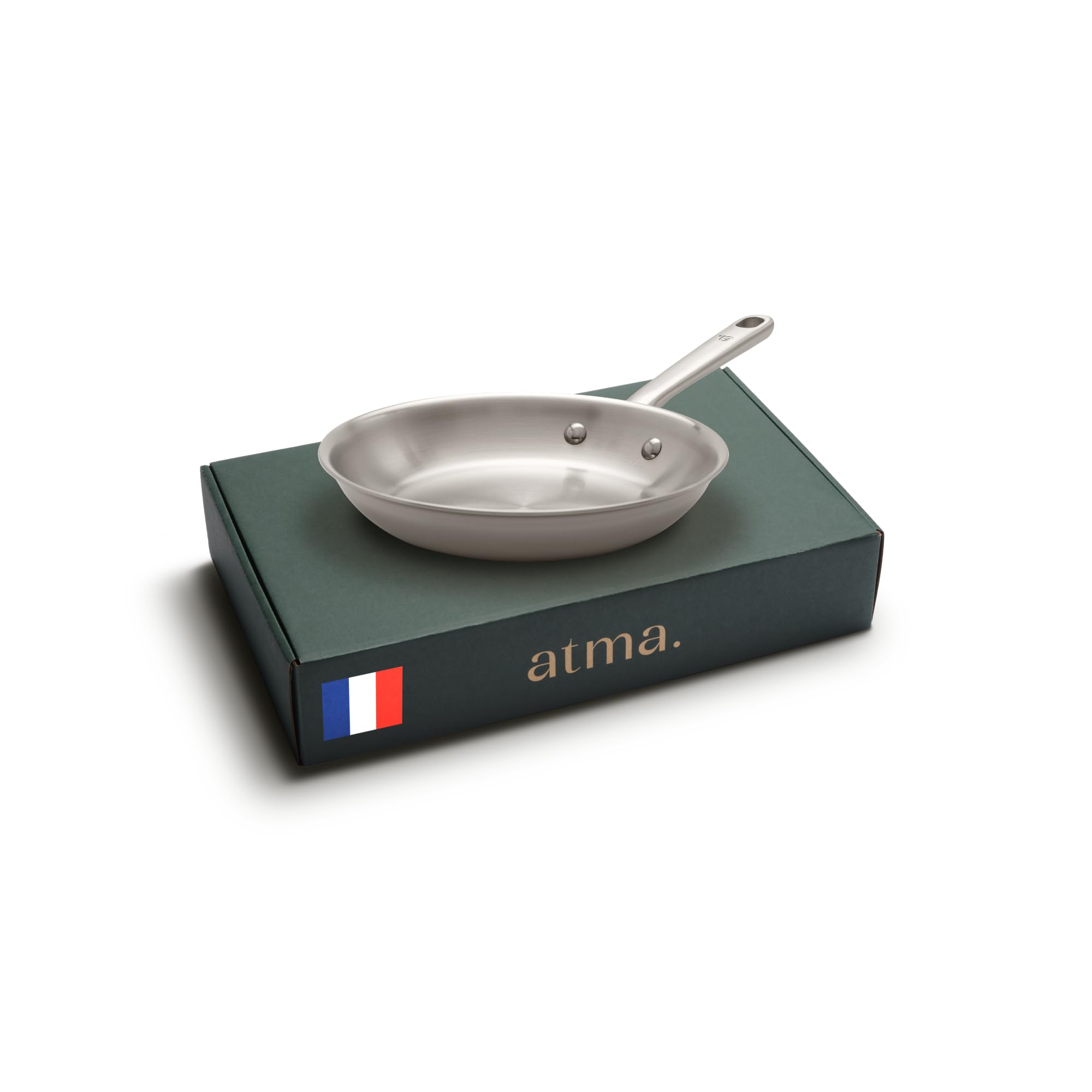 Atma la Bonne Poêle Inox Triple Couche - Poêle Induction 20cm avec Manche Riveté - Sans PFAS ni Revêtement Chimique - Compatible Tous Feux et Four - Fabriquée en France