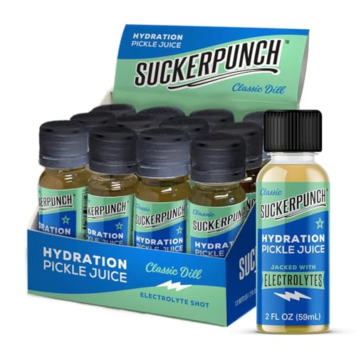 Suckerpunch Electrolyte Pickle Juice Shot, Leg and Muscle Cramp Relief, Sports Drink, Low Calorie,...