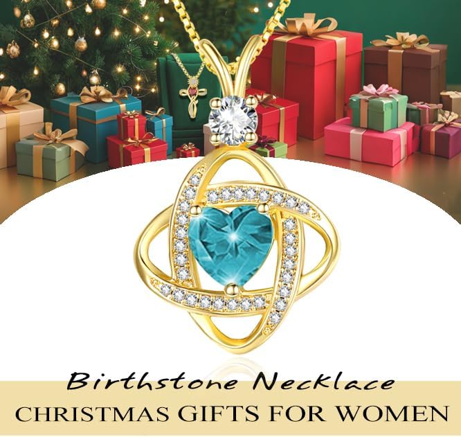 HeartMelody Infinity Necklaces for Women Gold 14K 18K White Gold Plated Dainty Heart Birthstone Pendant, Everyday Necklace Jewelry Anniversary Christmas Birthday Gifts for Wife Mom - Image 4