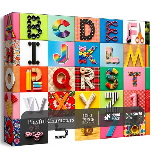 PICKFORU Playful Characters Puzzles for Adults 1000 Piezas, Rompecabezas ABC Alfabeto Caprichoso, Tema Creativo de Arte Numérico como Decoración para el Hogar miniatura 1