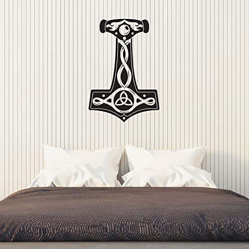 Scandinavia Vinyl Wall Decal Thor Hammer Celtic Mjolnir Stickers Mural (K283) Black #TOP21