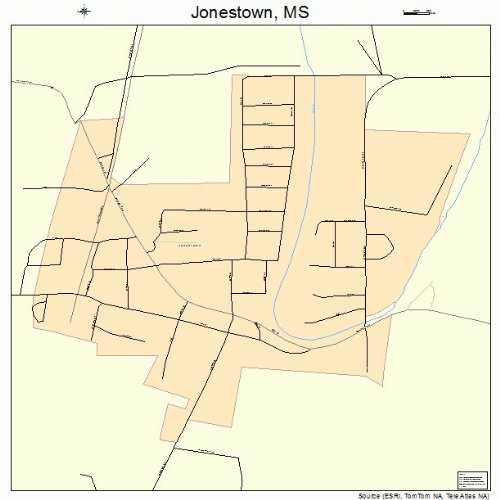 Large Street & Road Map of Jonestown, Mississippi MS Printed poster