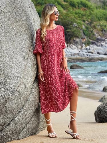 Image of KOTTY Women's Flowy Midi Round Neck Plus Size Dress