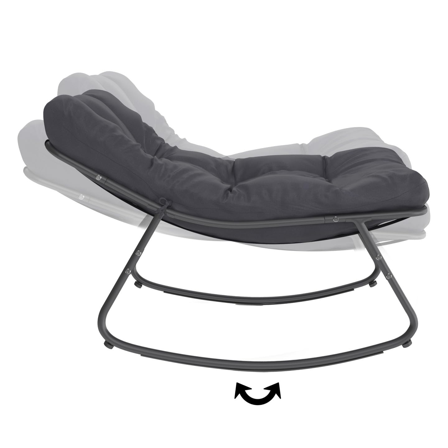 IDMarket - Juego de 2 sillas de jardín con mecedora Arona gris antracita cojín gris