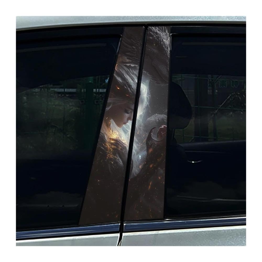 Body Parts 2PCS Car B-Pillar Stickers Dark Dragon Auto Center Column Waterproof Decals(B)