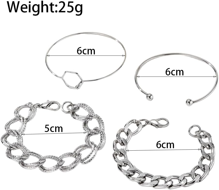 Chunky Gold Cuban Link Chain Bracelets Set for Women Layered Wide Hollow Geometric Cuff Bracelets Double Thick Link Bangles Jewelry Accessories - Image 3