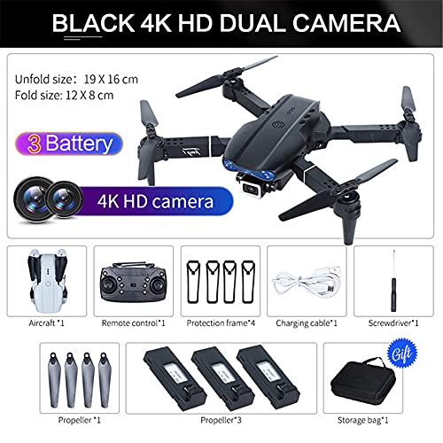 Drone E99 PRO RC Drone 4K HD Câmera dupla, WiFi FPV Dobrável Retorno Automático Altitude Hold Drone,