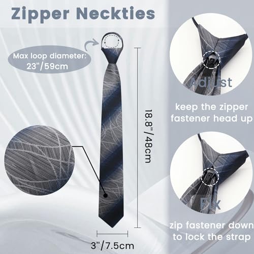 Image of Mens Tie Pre-tied Adjustable Men's Neckties, Zipper Ties for Men Accessories Business Wedding Party