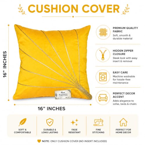 Image of Noor Silk Cushion Covers Pack of 7 | 16x16 Inches, Yellow